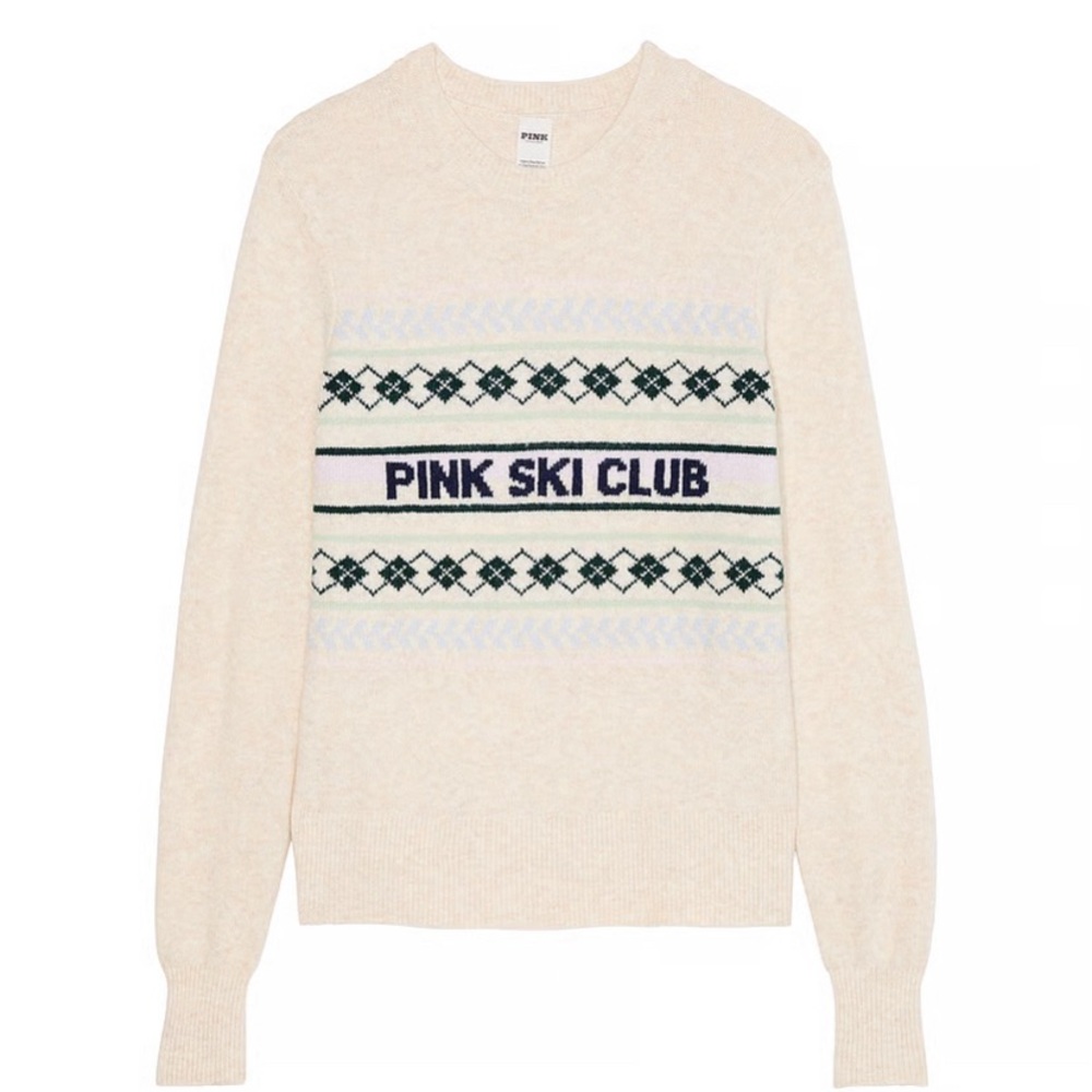 PINK Victoria's Secret Cream and Light Pink Striped Knit Sweater - Picture 2 of 6